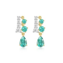 Mystic Diamond 14K (oder 18k auf Anfrage) Gelbgold Cascade Drop Ohrringe