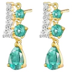 Mystic Diamond 14K (oder 18k auf Anfrage) Gelbgold Cascade Drop Ohrringe