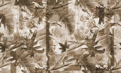 Mystic Flowers Gold Wall Paper in Fabric also suitable for wet area