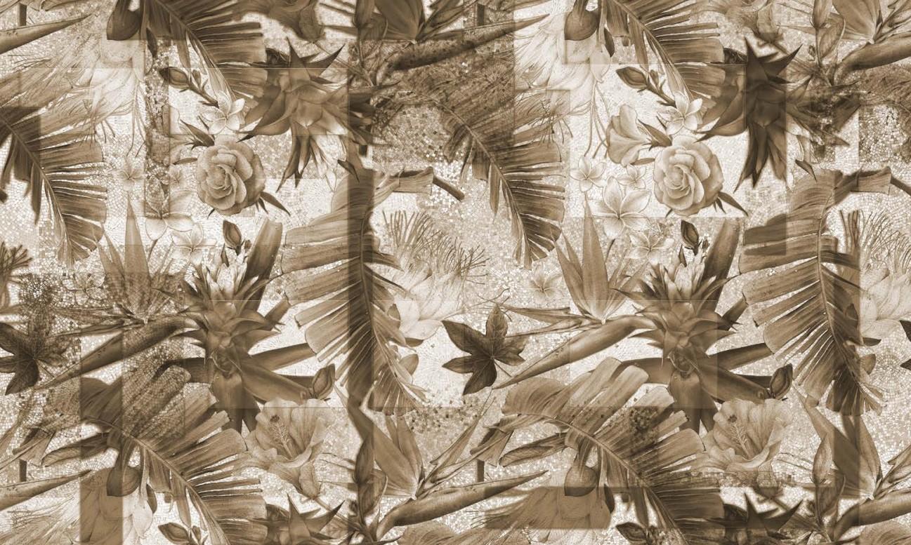 Modern Mystic Flowers Gold Wall Paper in Fabric also suitable for wet area  For Sale