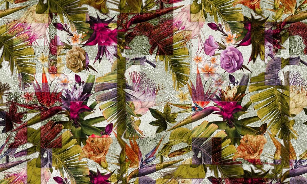 Italian Mystic Flowers Wall Paper in Fabric also suitable for wet area For Sale