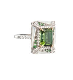 Sunita Nahata Mystic Green Tourmaline Ring in 18 Karat White & Yellow Gold