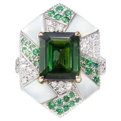 Sunita Nahata Mystic Green Tourmaline Ring in 18KWYG