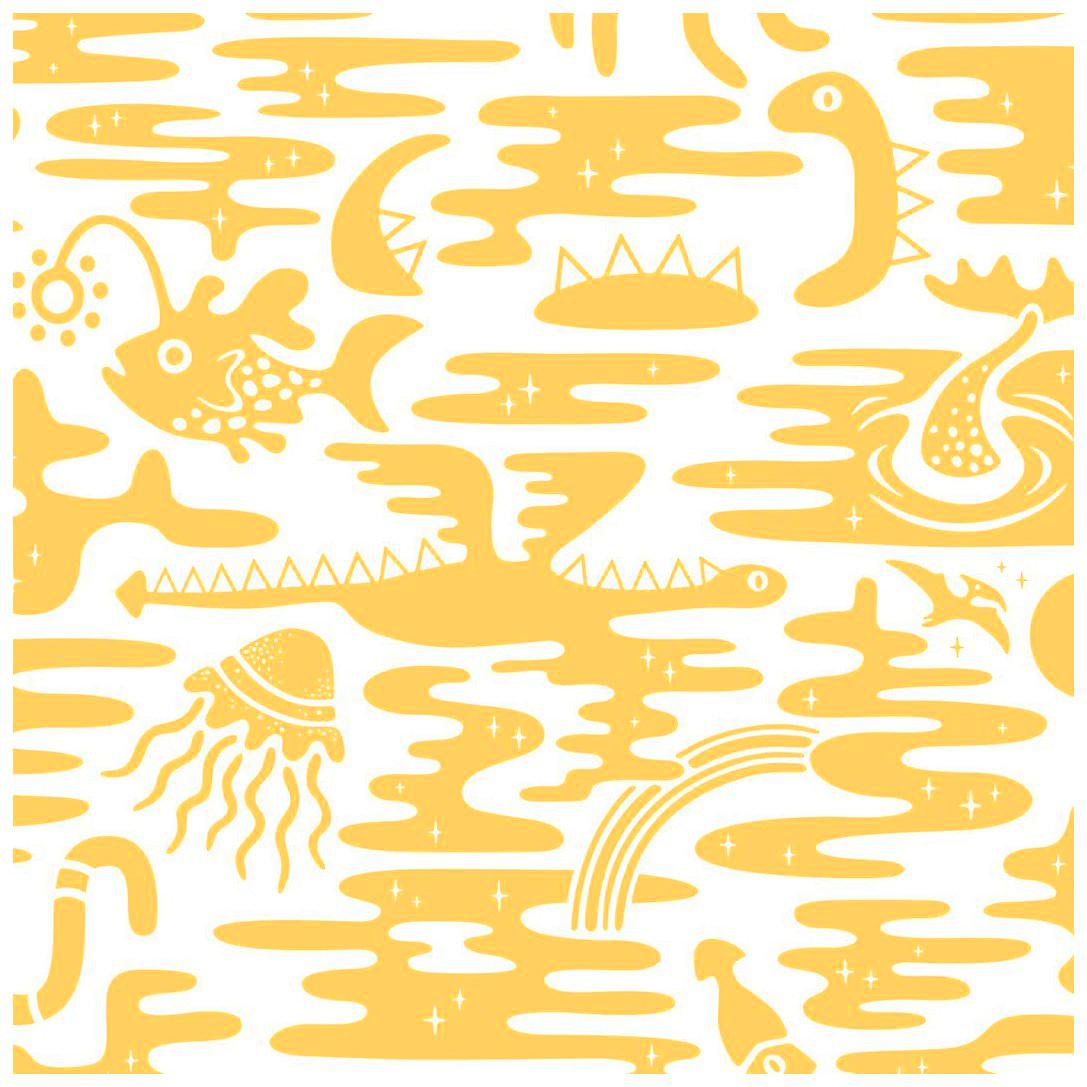 Mystic Lagoon Designer Wallpaper in Summer 'Yellow on Soft White' For Sale