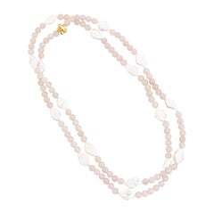 Mystic Pink Aventurine With Diamond Shaped Pearls Gemstone Necklace