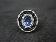 Sterling Silver Mystic Topaz and Blue Diamond Cocktail Ring, Size 6