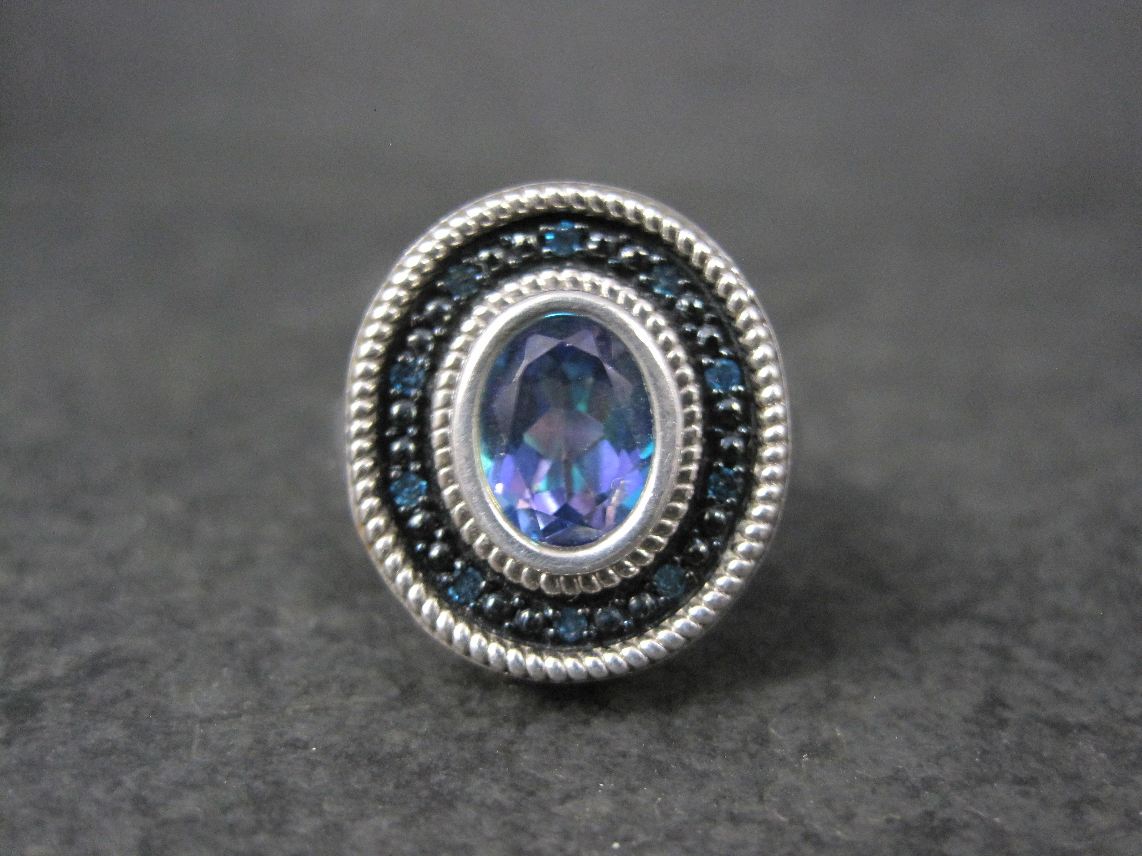 Bague mystique avec topaze bleue et diamants, taille 6 Pour femmes en vente