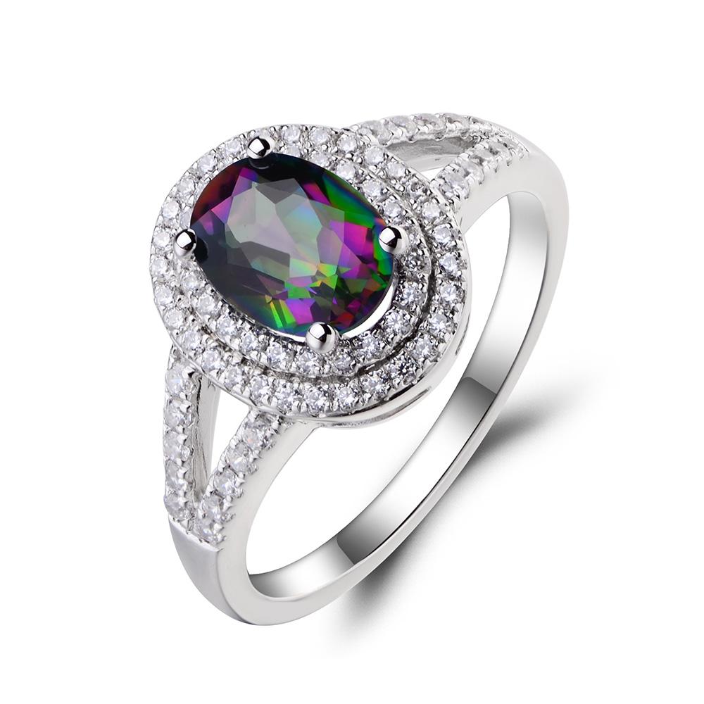 Rny Jewelry Latest Design Purple Rainbow Mystic Topaz Fashion Jewelry For Women Wedding Rings
