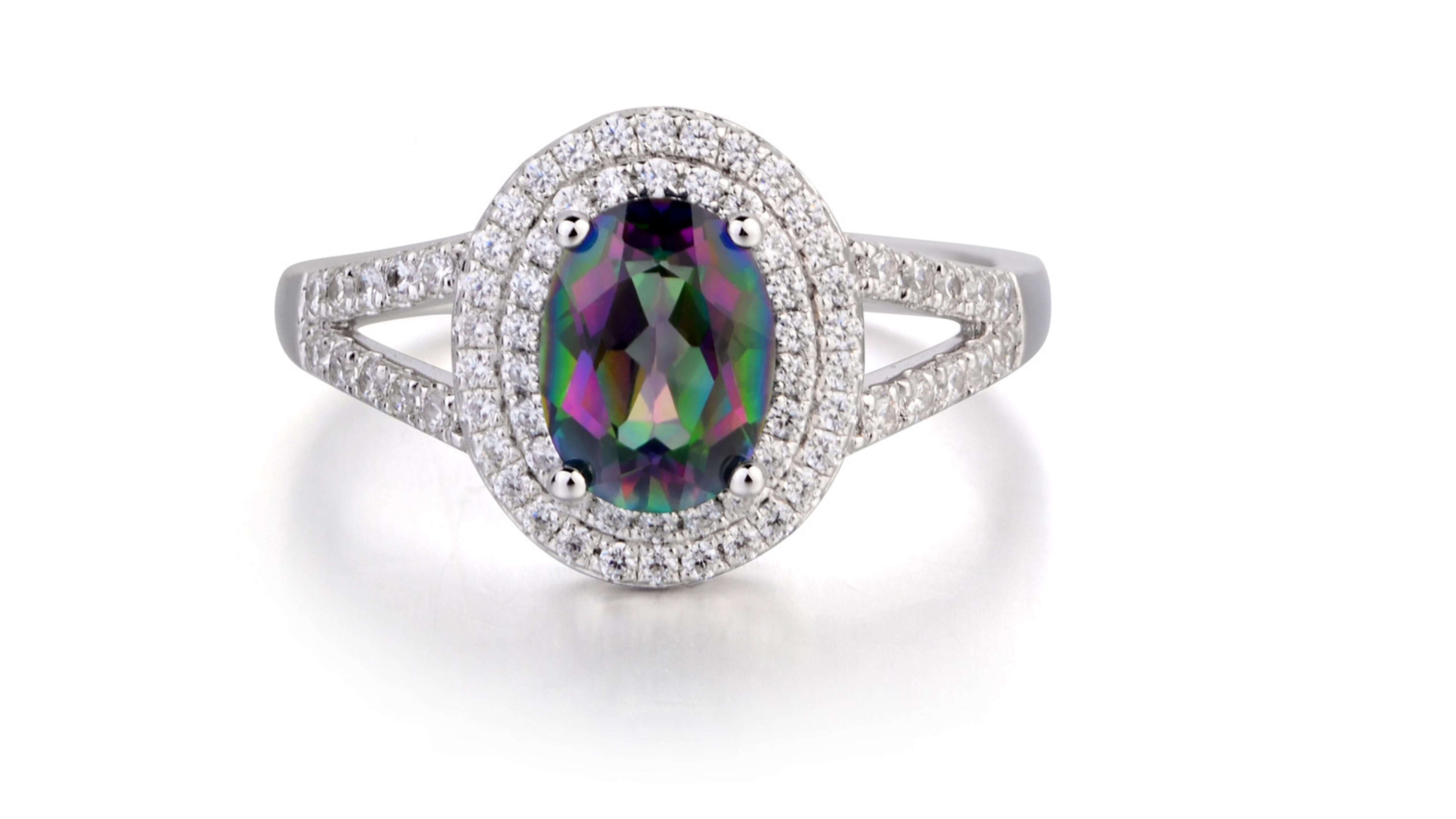 Rny Jewelry Latest Design Purple Rainbow Mystic Topaz Fashion Jewelry For Women Wedding Rings