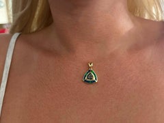 Mystic Topaz Triangle Opal Inlay Pendant 14k Yellow Gold