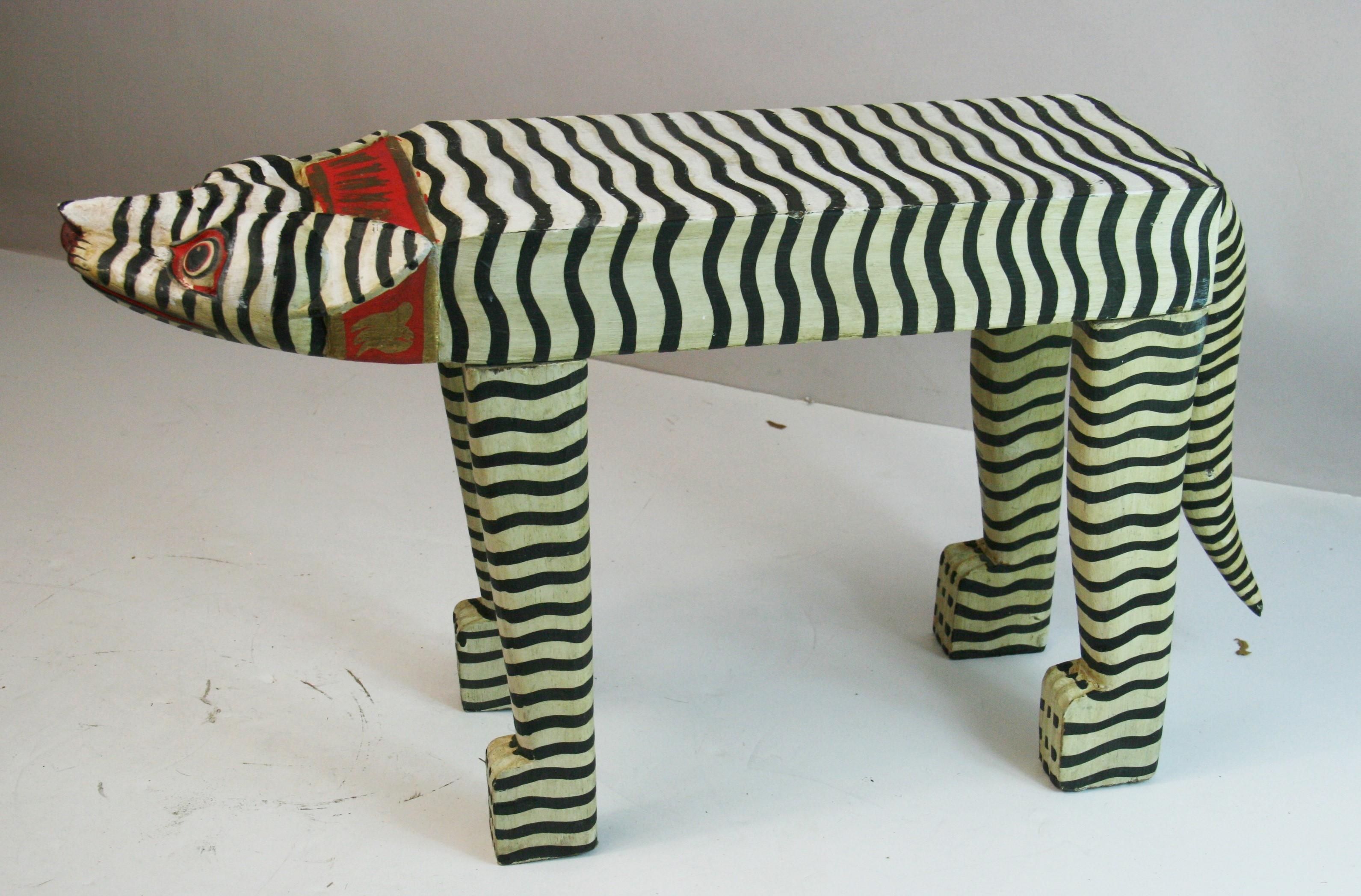 1782 Hand made and painted  mystical cat side table / sculpture