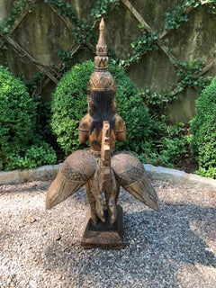 Mystical Giltwood Bejeweled Thai Deity Sculpture