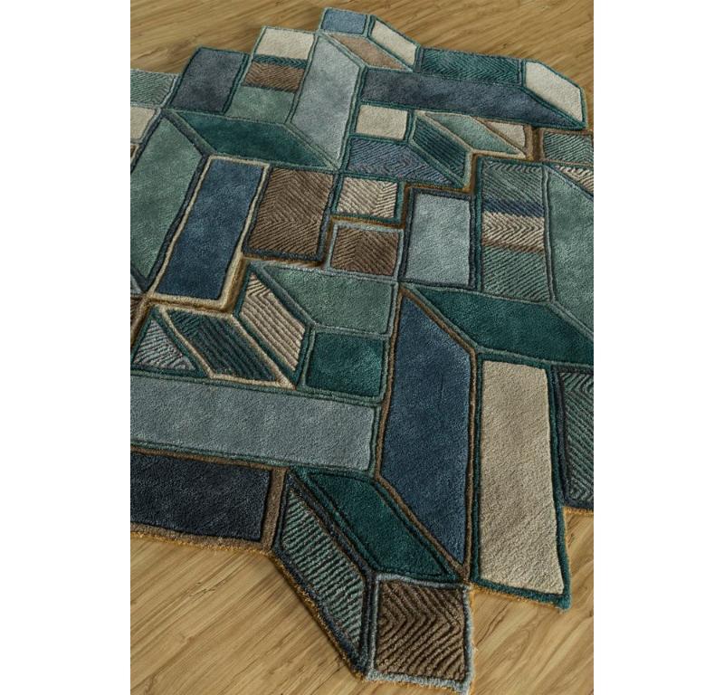 What whispers of inspiration flow through the intricate fibers of this Modern Hand Tufted Rug, lovingly crafted in the rural heartlands of India? Embodying a captivating aura of complexity, its design transcends mere aesthetics, inviting