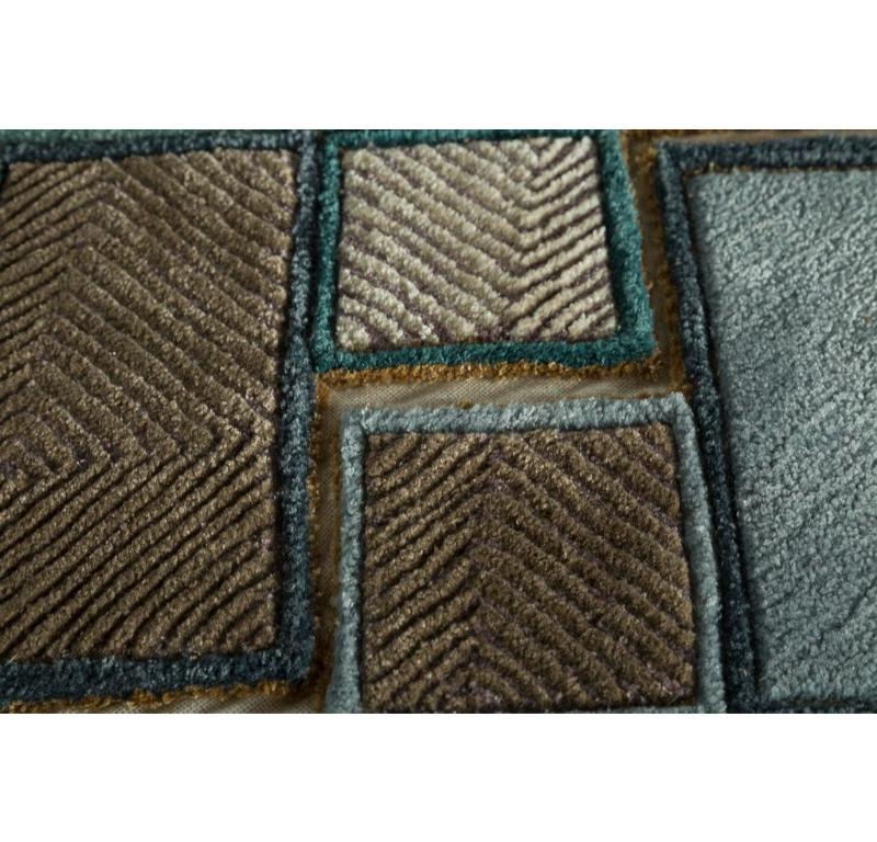 Indian Mystical Horizon Aruba Blue & Cloud White 180X163 cm Hand Tufted Rug For Sale
