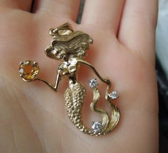 Mystical Mermaid Golden Sapphire Pendant