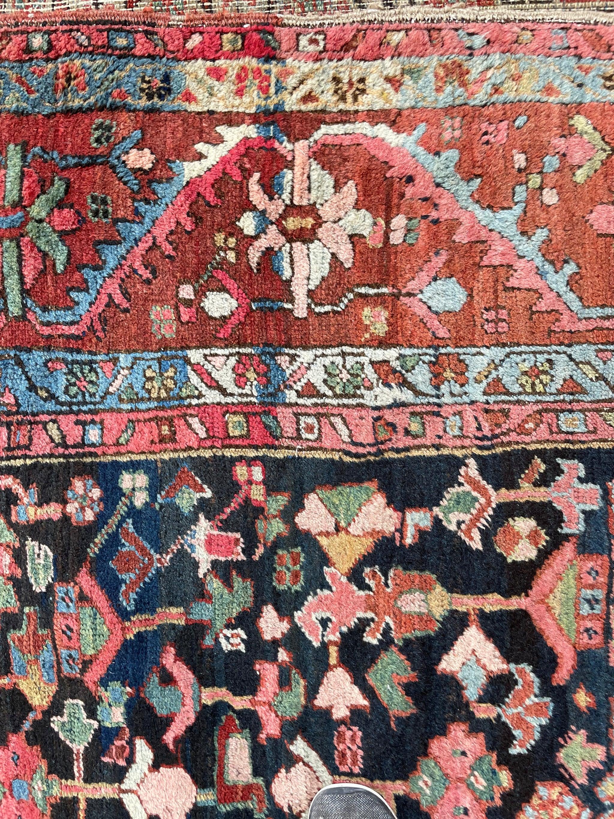 Hand-Knotted Mystical Northwest Persian Heriz Village Carpet, c. 1920's For Sale