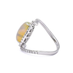 Natural Diamond 0.72CT Natural Opal 3.74CT 18KT White Gold Ring