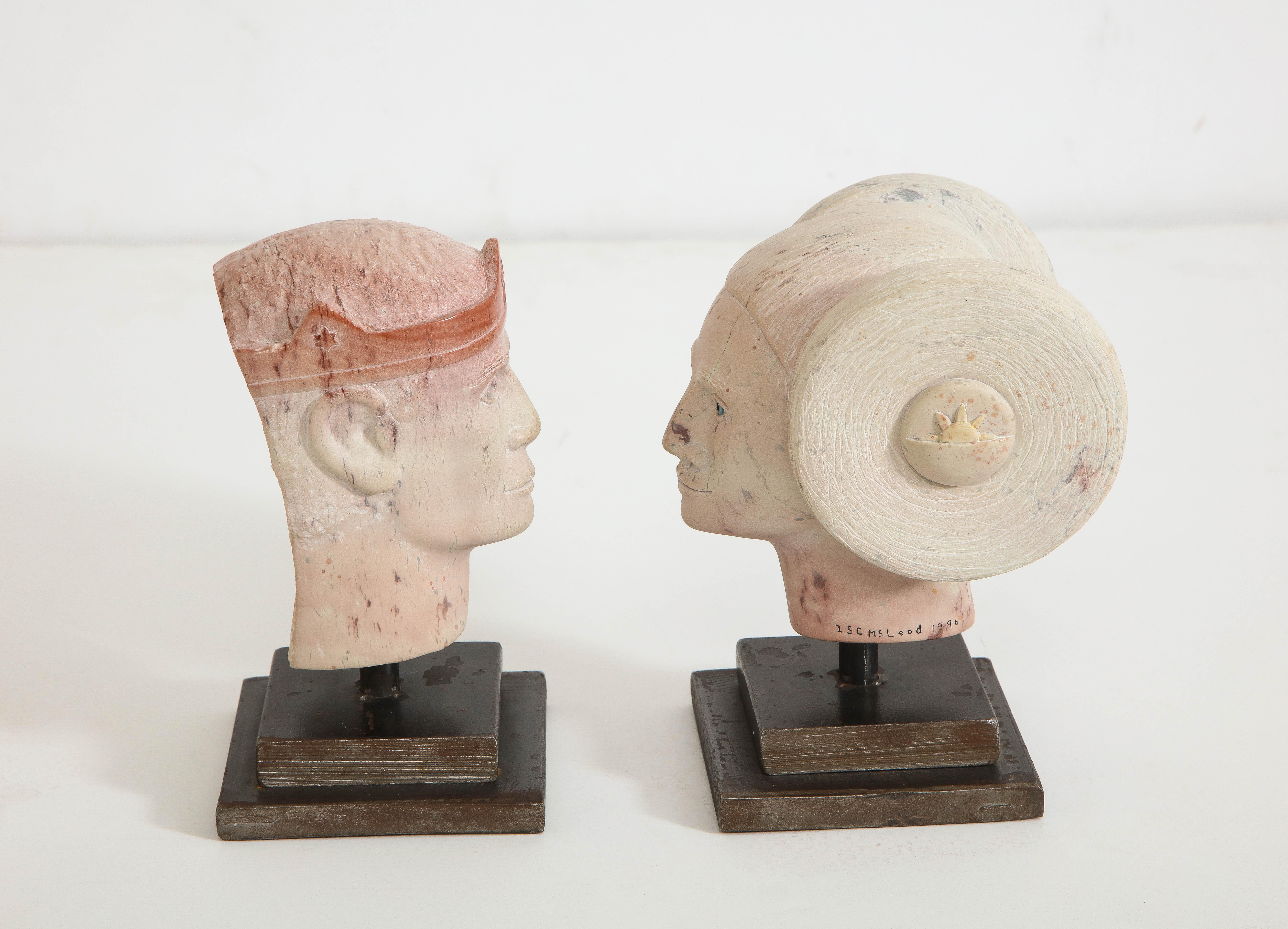 Canadian Mystical Prince and Princess Granite Marble Head Sculptures by Scott McLeod For Sale