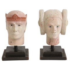 Vintage Mystical Prince and Princess Granite Marble Head Sculptures by Scott McLeod
