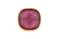 Mystical Red Corundum and Crystal Cocktail Ring in 22k Gold, by Tagili
