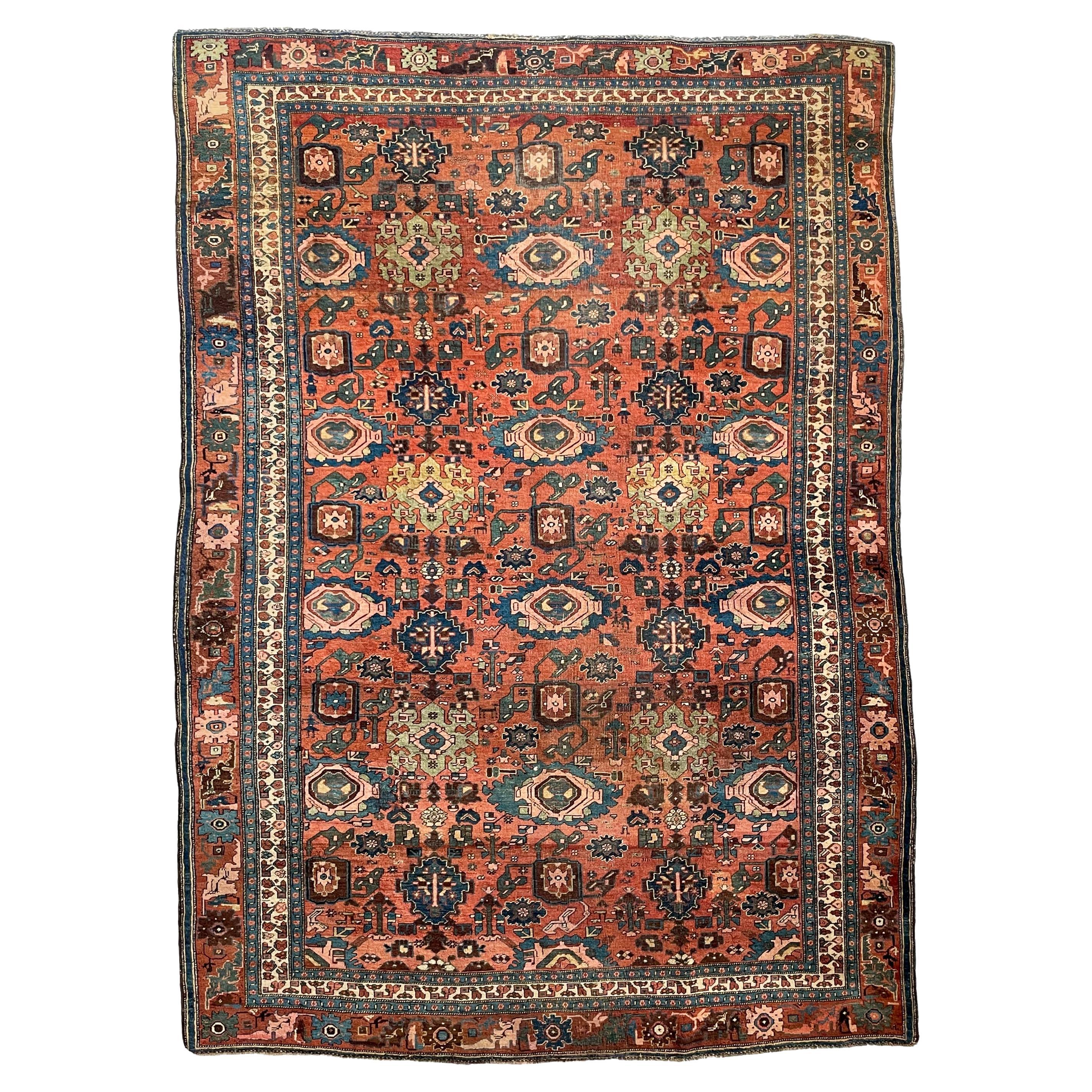 Alfombra mística de pueblo Halvai Bidjar antigua, c. 1900-1910 en venta