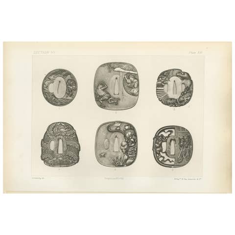 Mythical and Narrative Japanese Tsuba Designs (Sword Guards) – by Audsley, 1884
