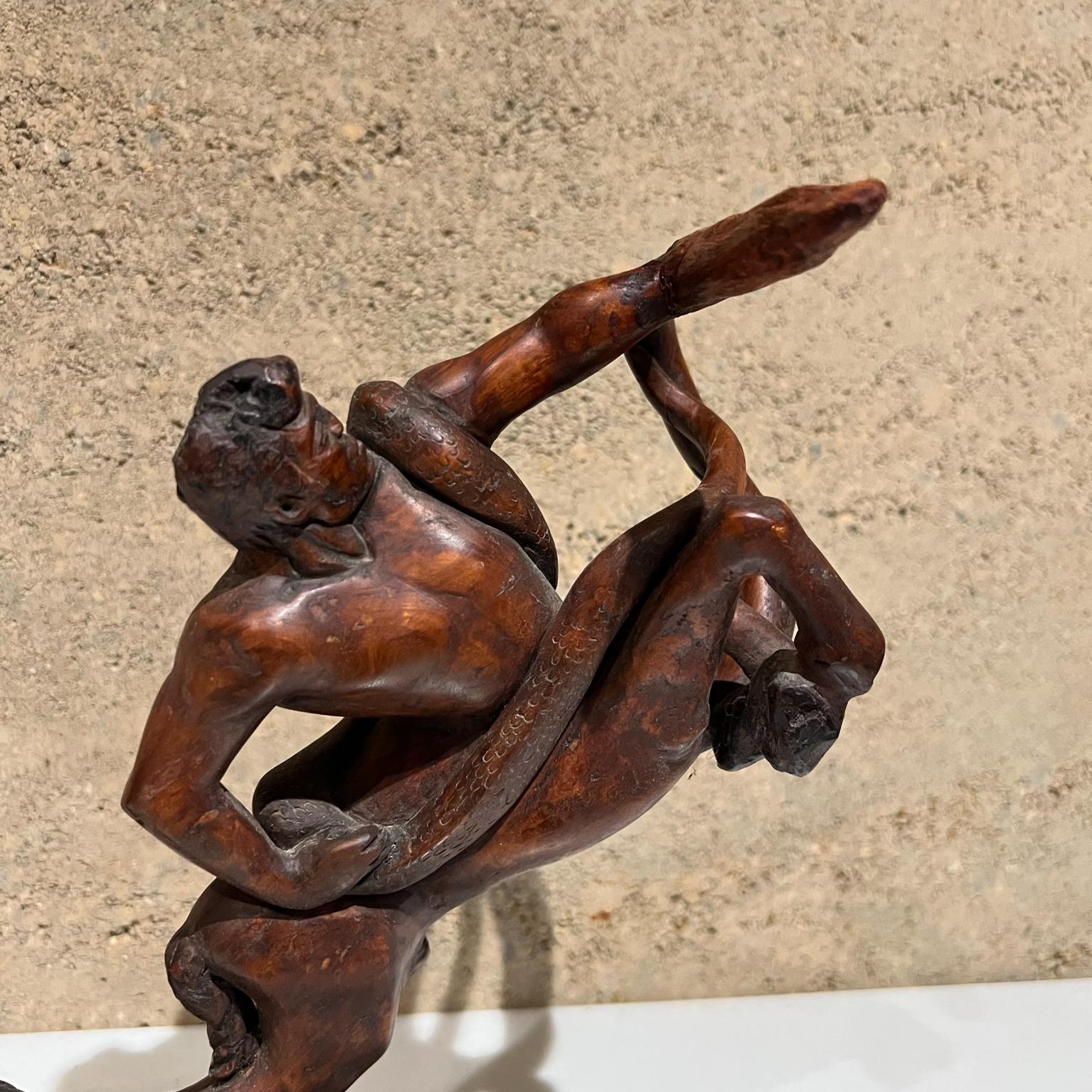Mid-Century Modern Mythical Art Hercules and The Hydra Wood Sculpture For Sale