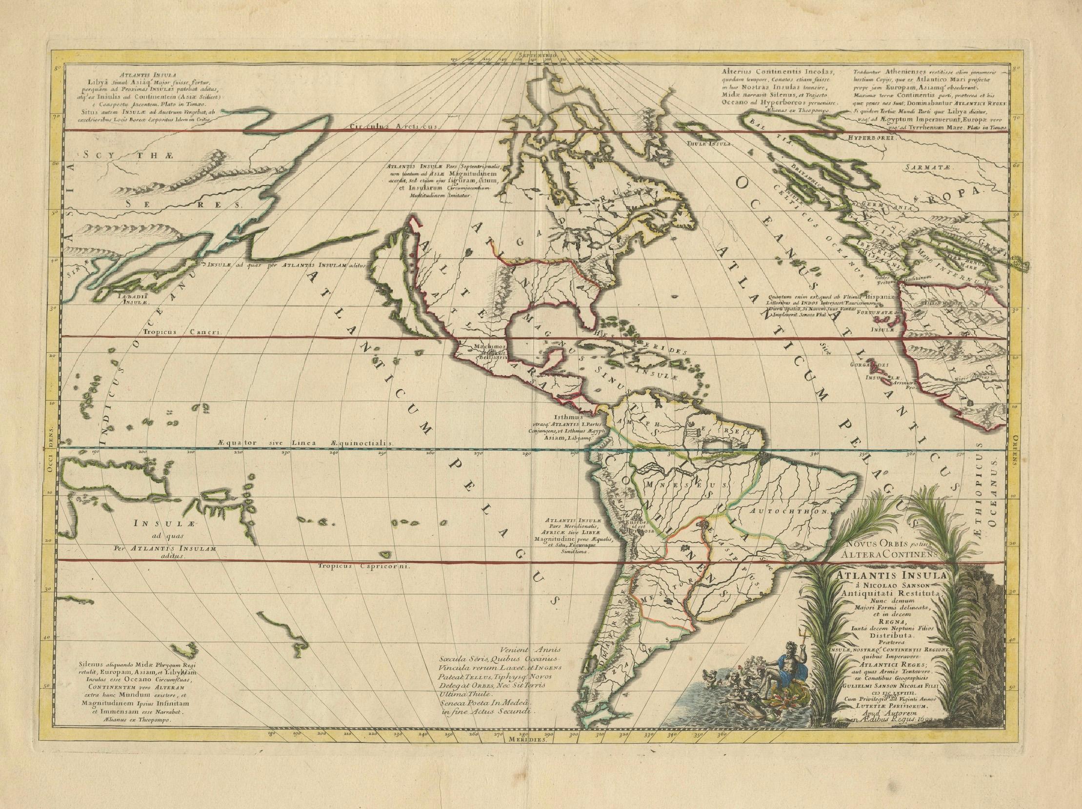 Atlantis mythique restauré - Une carte des Amériques et de la géographie ancienne de 1694 en vente 4