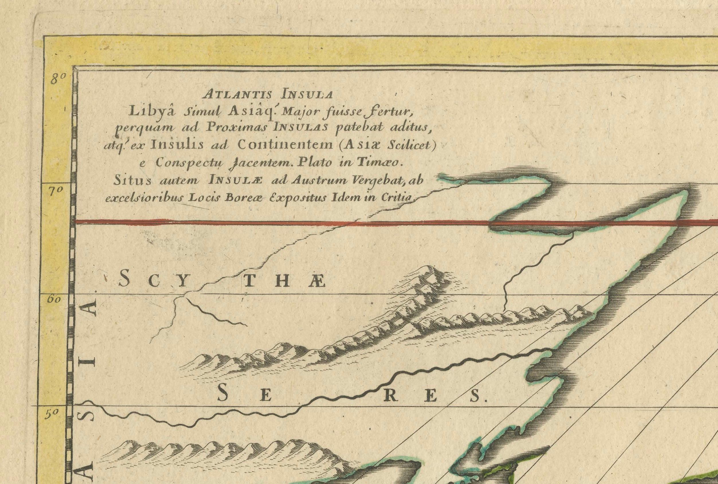 Fin du XVIIe siècle Atlantis mythique restauré - Une carte des Amériques et de la géographie ancienne de 1694 en vente