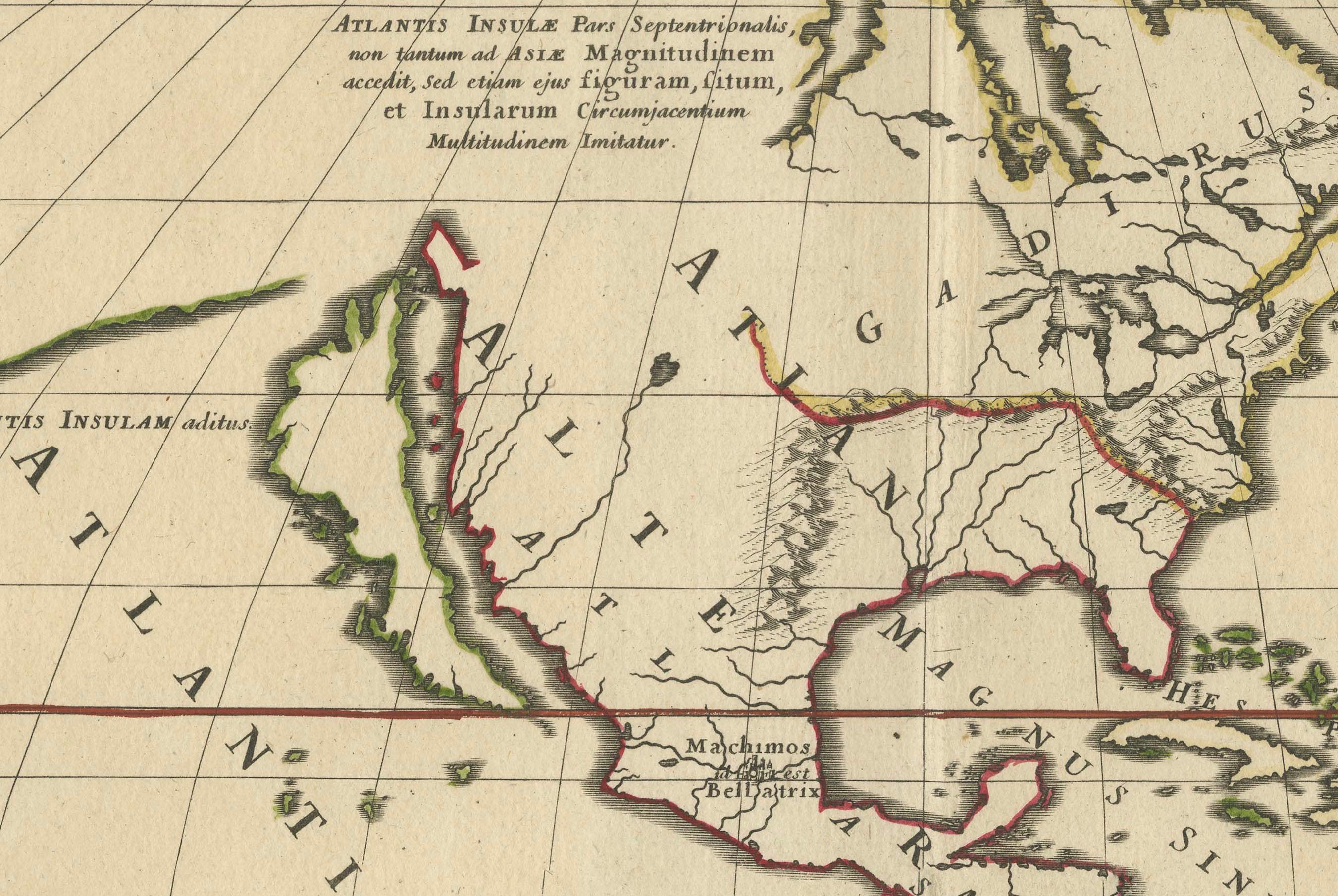 Papier Atlantis mythique restauré - Une carte des Amériques et de la géographie ancienne de 1694 en vente