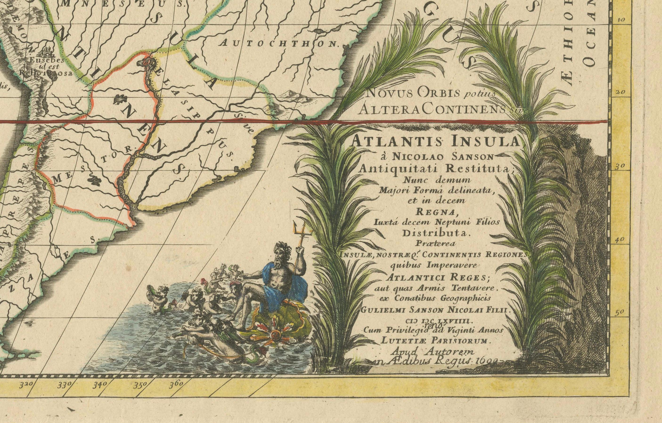 Atlantis mythique restauré - Une carte des Amériques et de la géographie ancienne de 1694 en vente 3