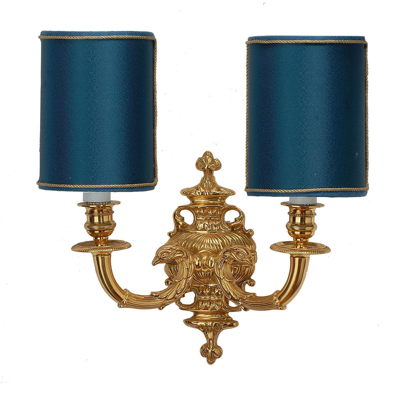 Italiano Applique Mytho in bronzo con paralumi in tessuto di Bronzetto in vendita