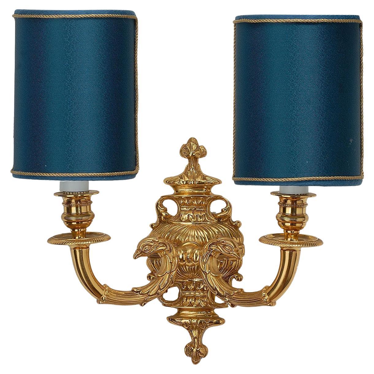 Mytho Bronze Wall Sconce with Fabric Shades by Bronzetto