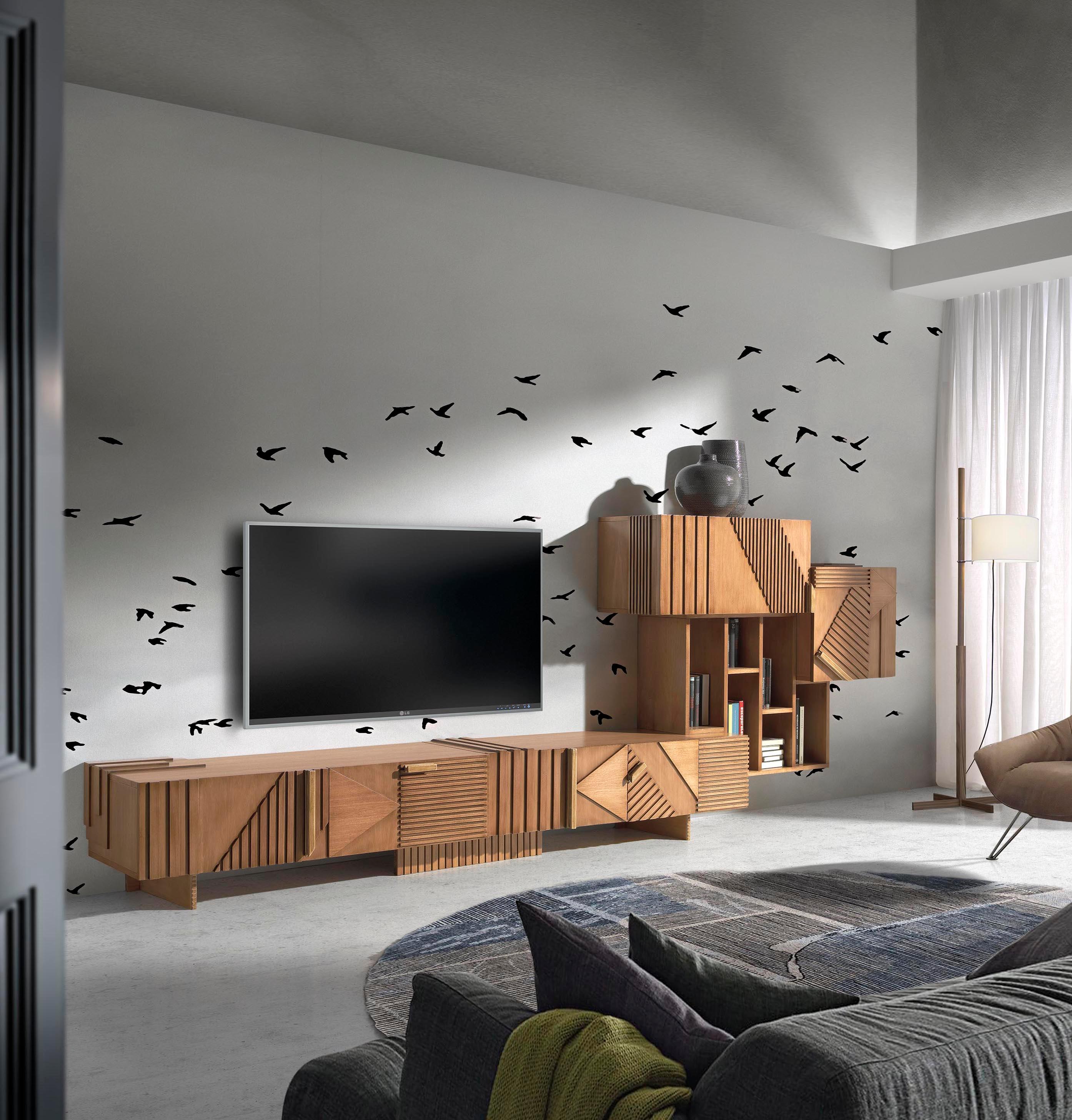 Mytho Composition by Lola Glamour
Dimensions: D 47 x W 330 x H 132 cm
Materials: Wood.

The Mytho series grows with this TV composition, with ample storage, six doors, and a small open shelf.

Each geometric line that adorns this composition is an