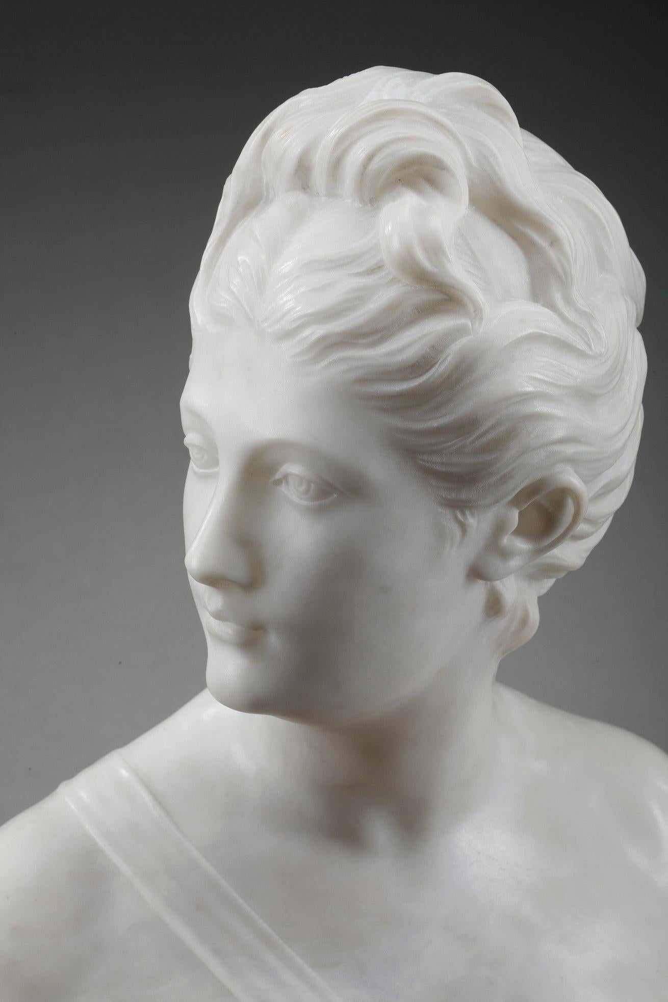 Neoclassical Mythological Alabaster Bust Diana
