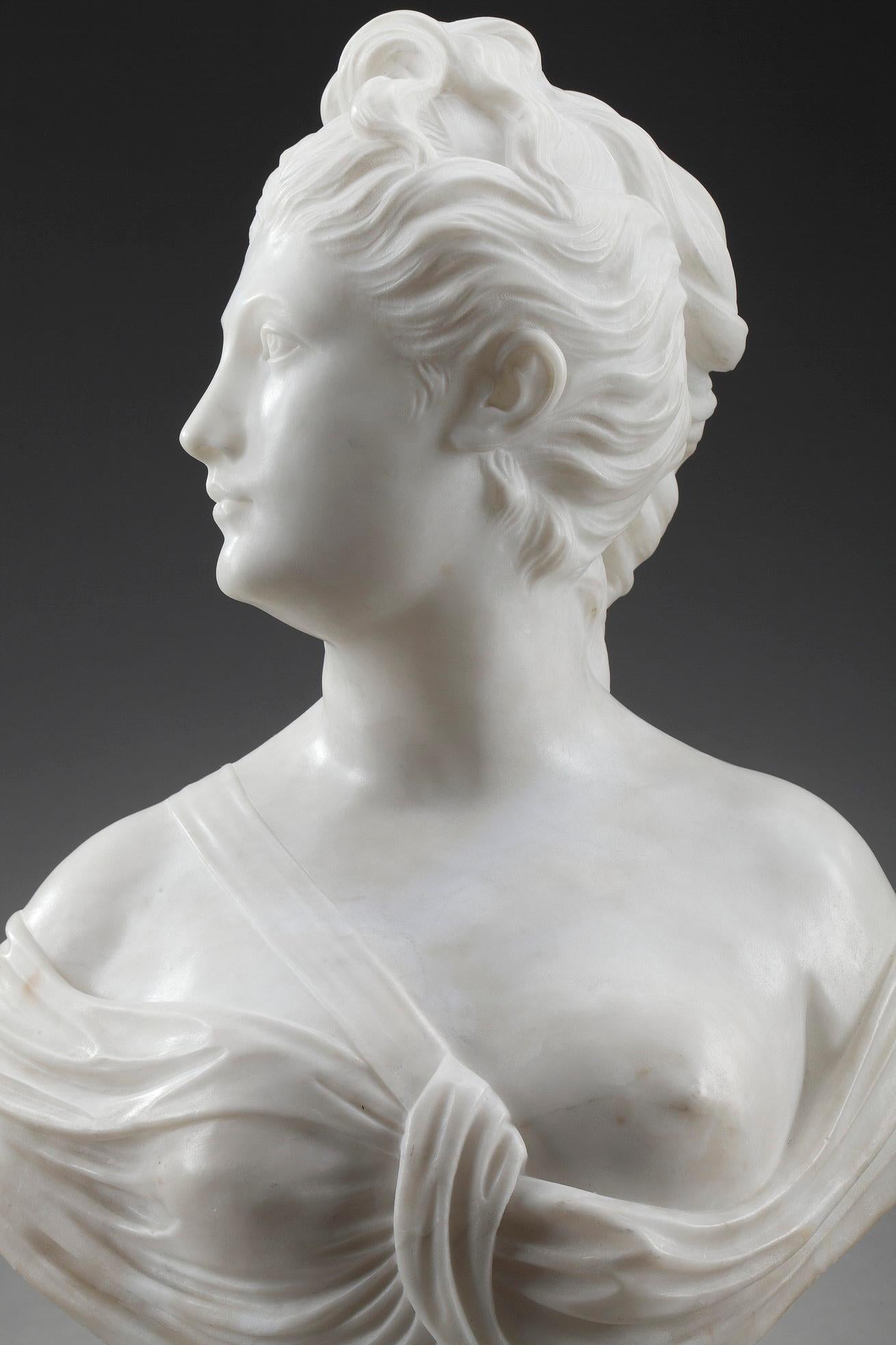 French Mythological Alabaster Bust Diana