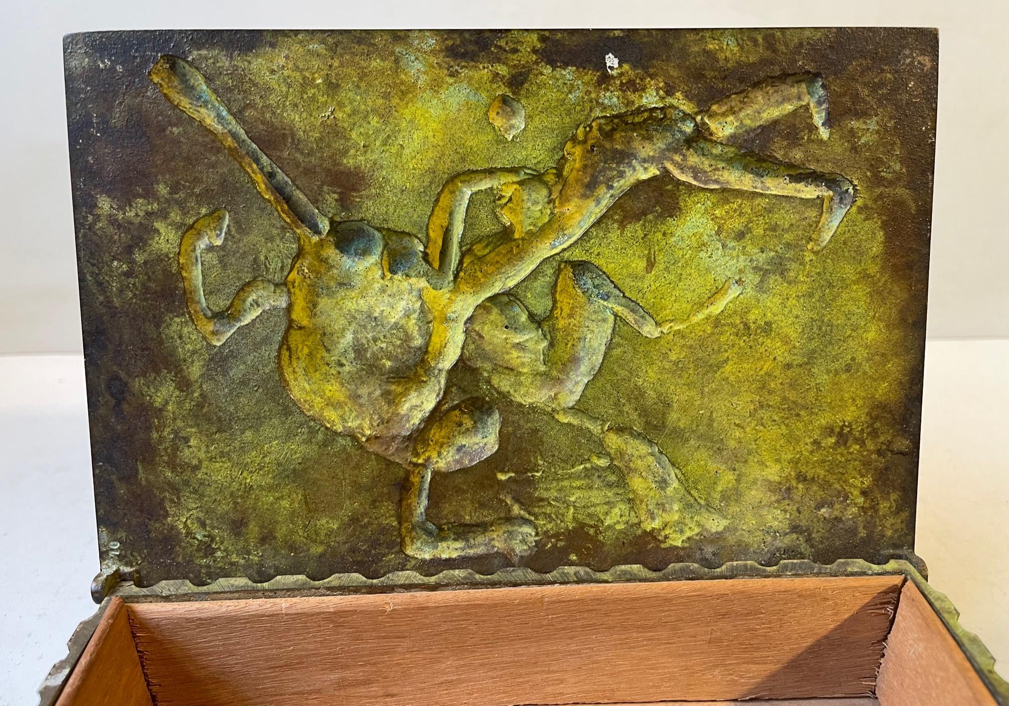 Mythological Art Deco Bronze Cigar Box with Centaurus, 1930s 4