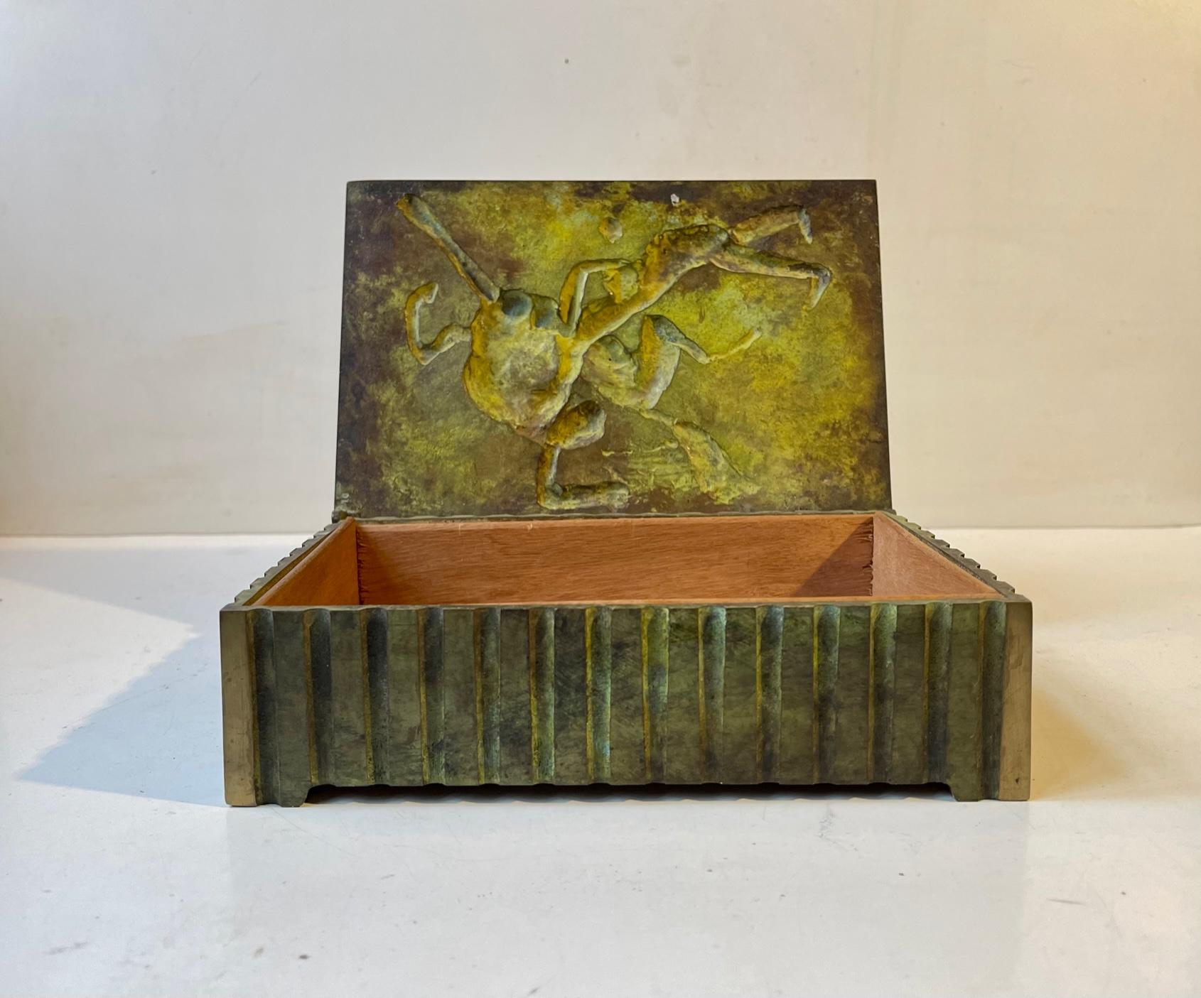 Hand-Crafted Mythological Art Deco Bronze Cigar Box with Centaurus, 1930s