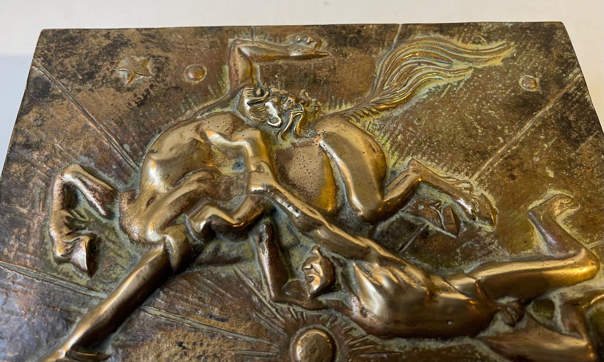 Mythological Art Deco Bronze Cigar Box with Centaurus, 1930s 2