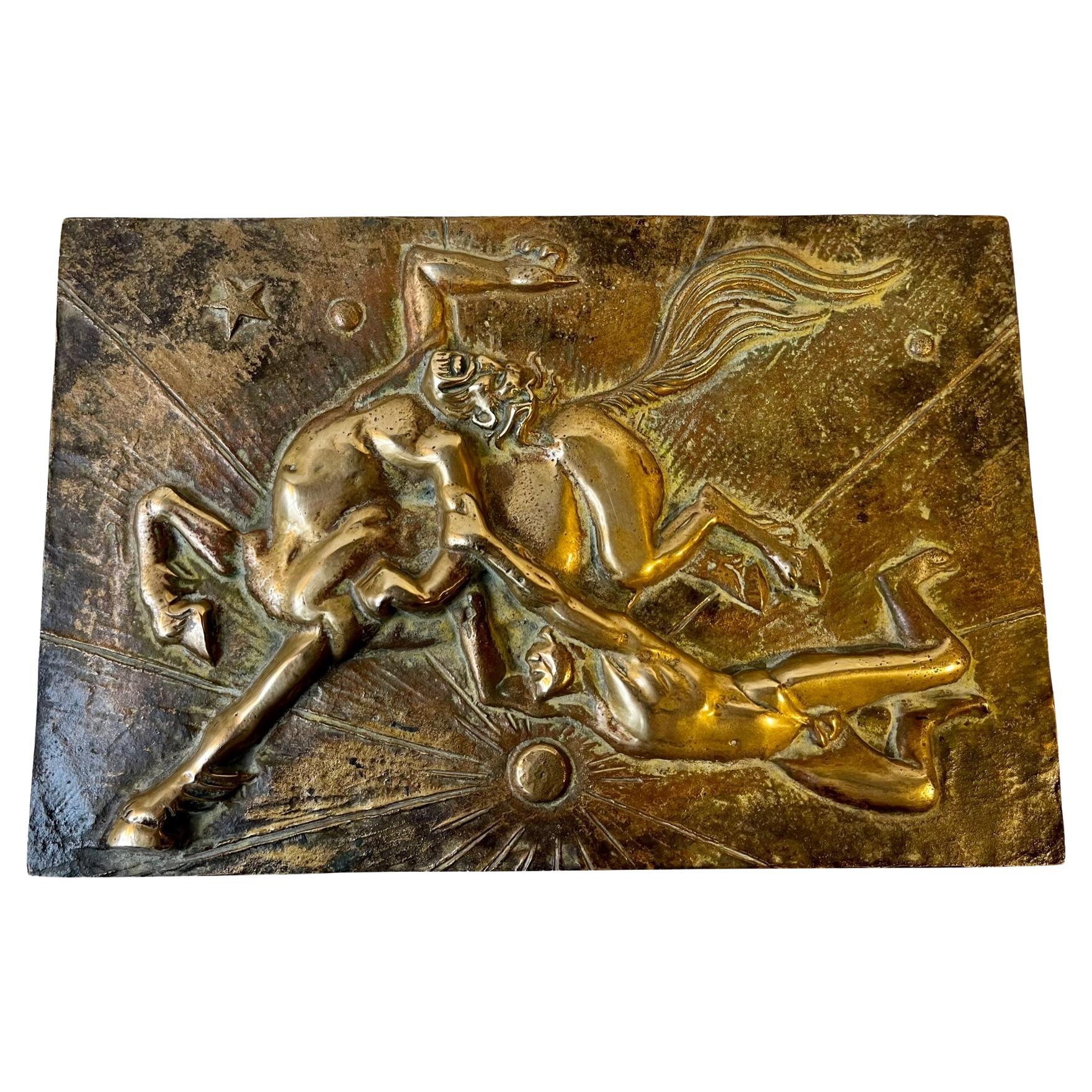 Mythological Art Deco Bronze Cigar Box with Centaurus, 1930s