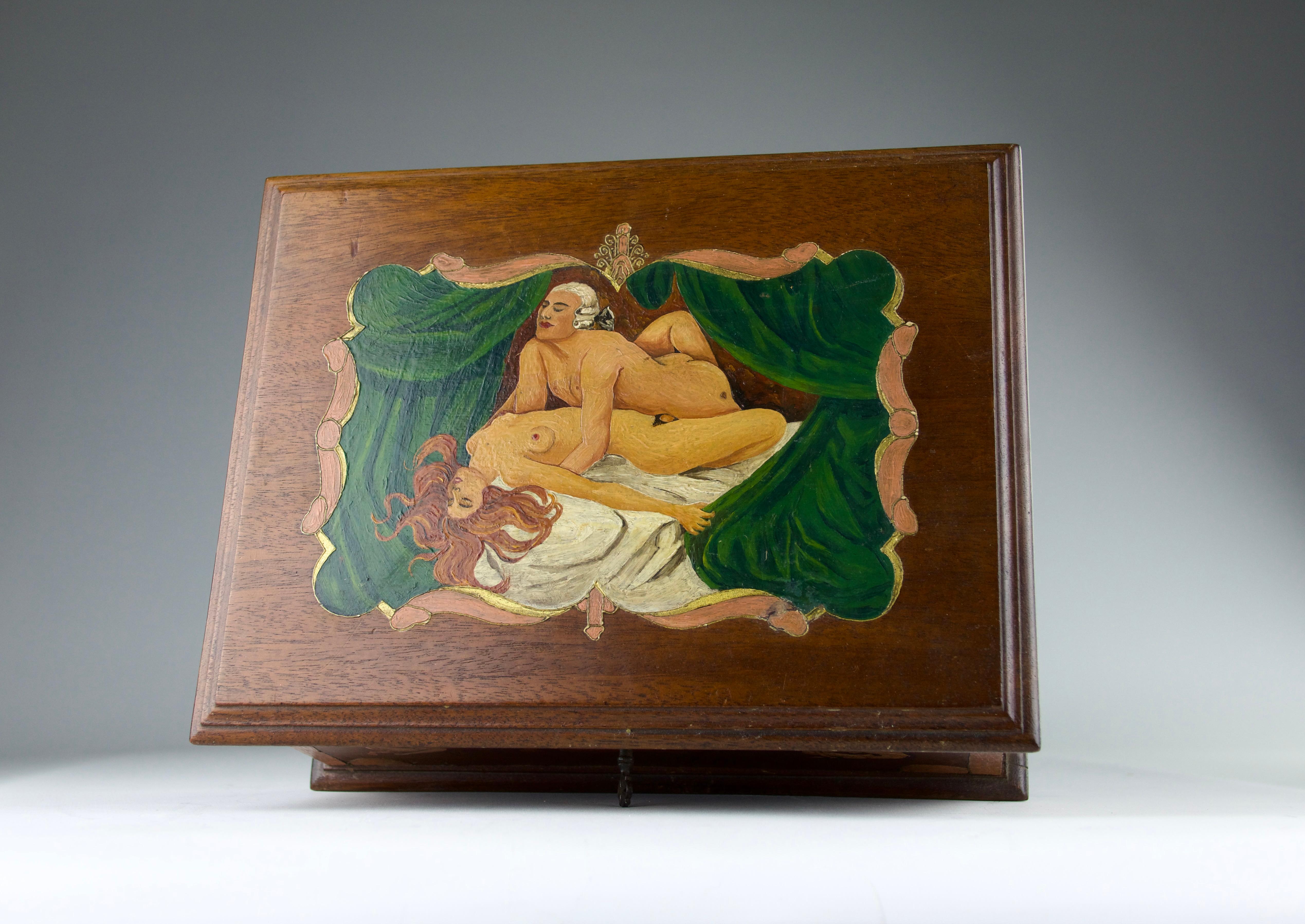 Mythological Art Nouveau Erotic Lockbox, France Early 20th Century 3