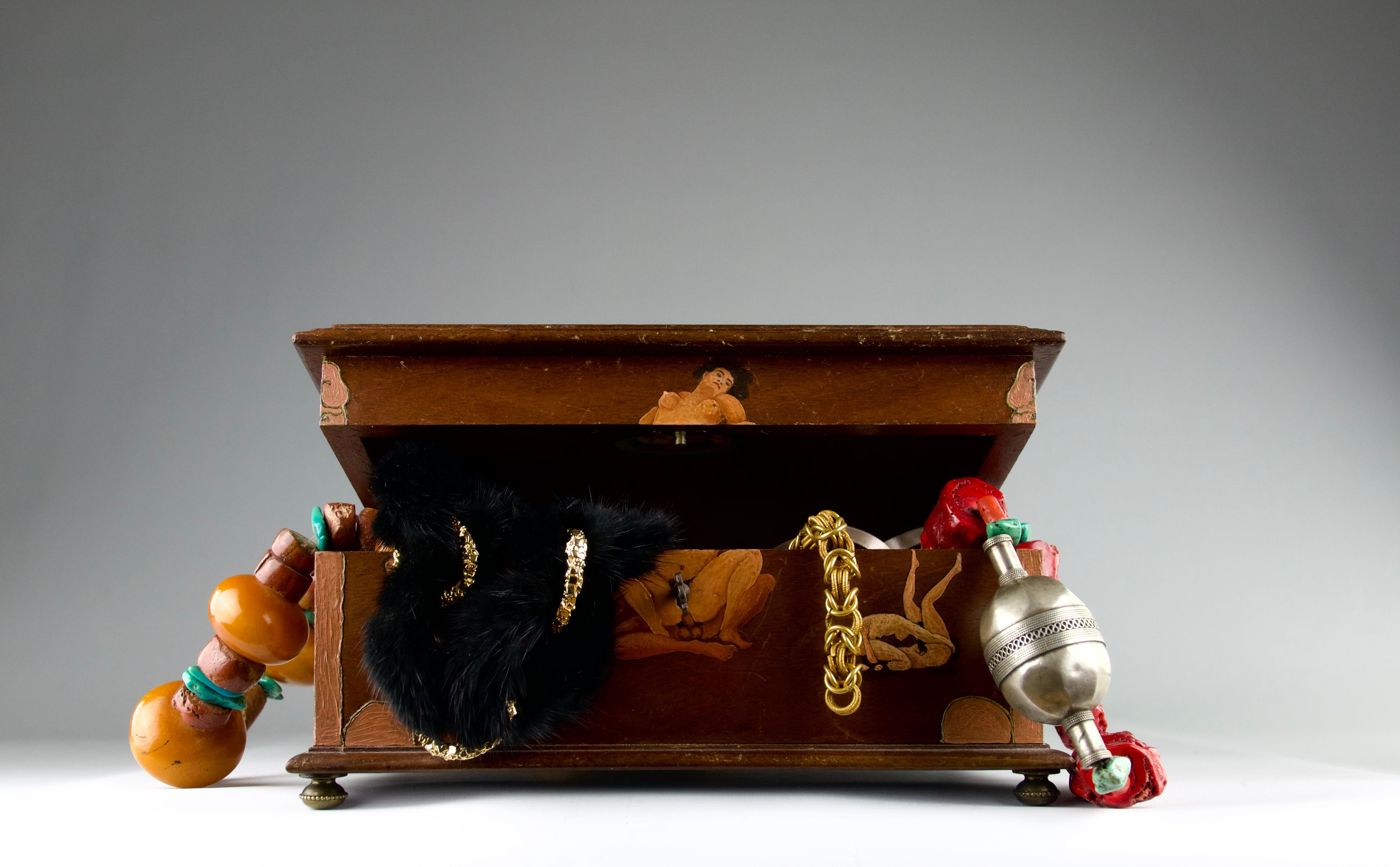 Romantic Mythological Art Nouveau Erotic Lockbox, France Early 20th Century
