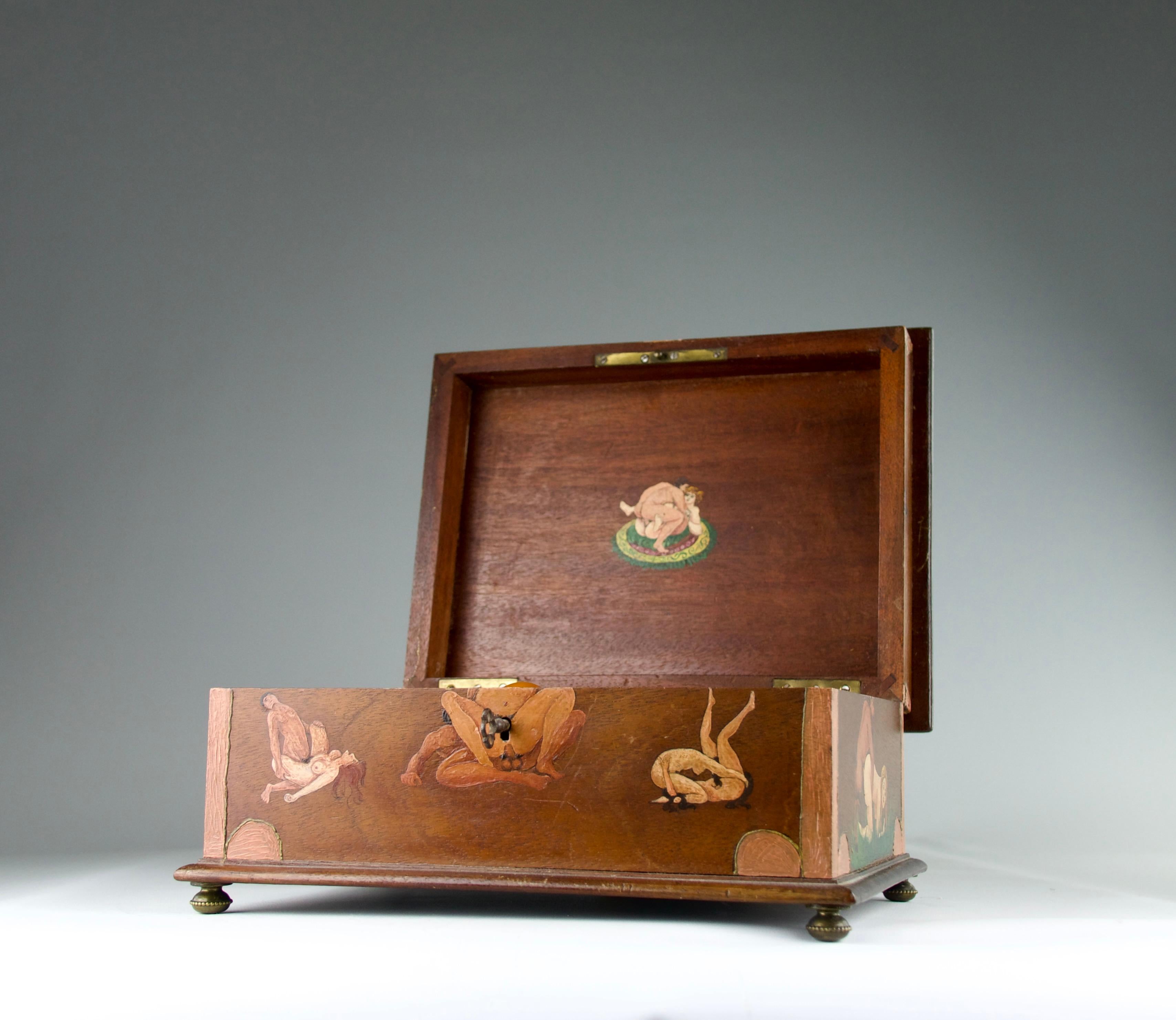 Mythological Art Nouveau Erotic Lockbox, France Early 20th Century 1