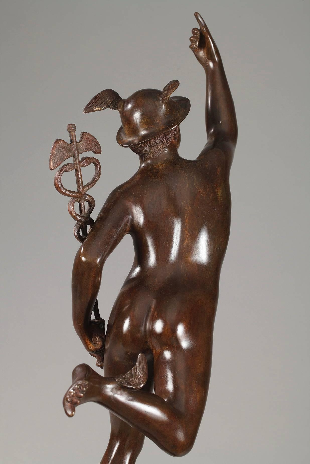 Patinated Mythological Bronze Mercury after Giambologna