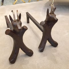 Mythological Horned Creatures, French Andirons