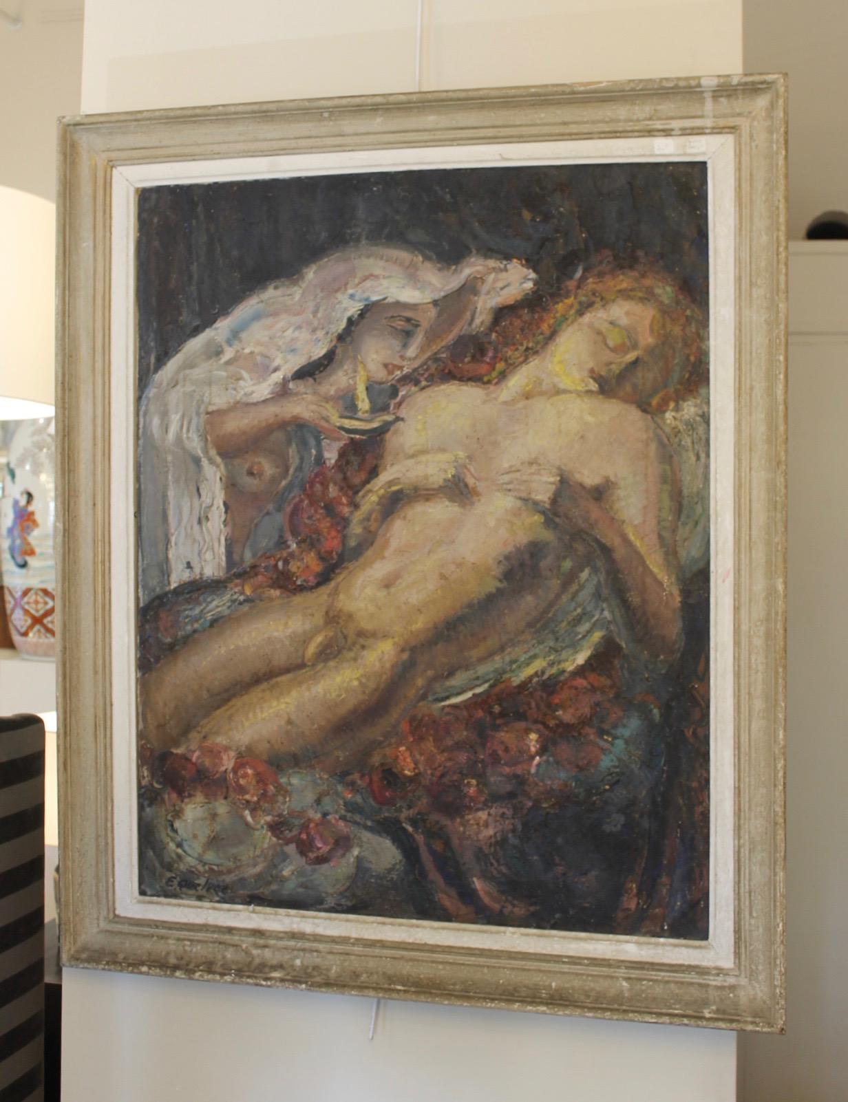Mythological Painting, F.Quelvée, French, 1940 For Sale 4