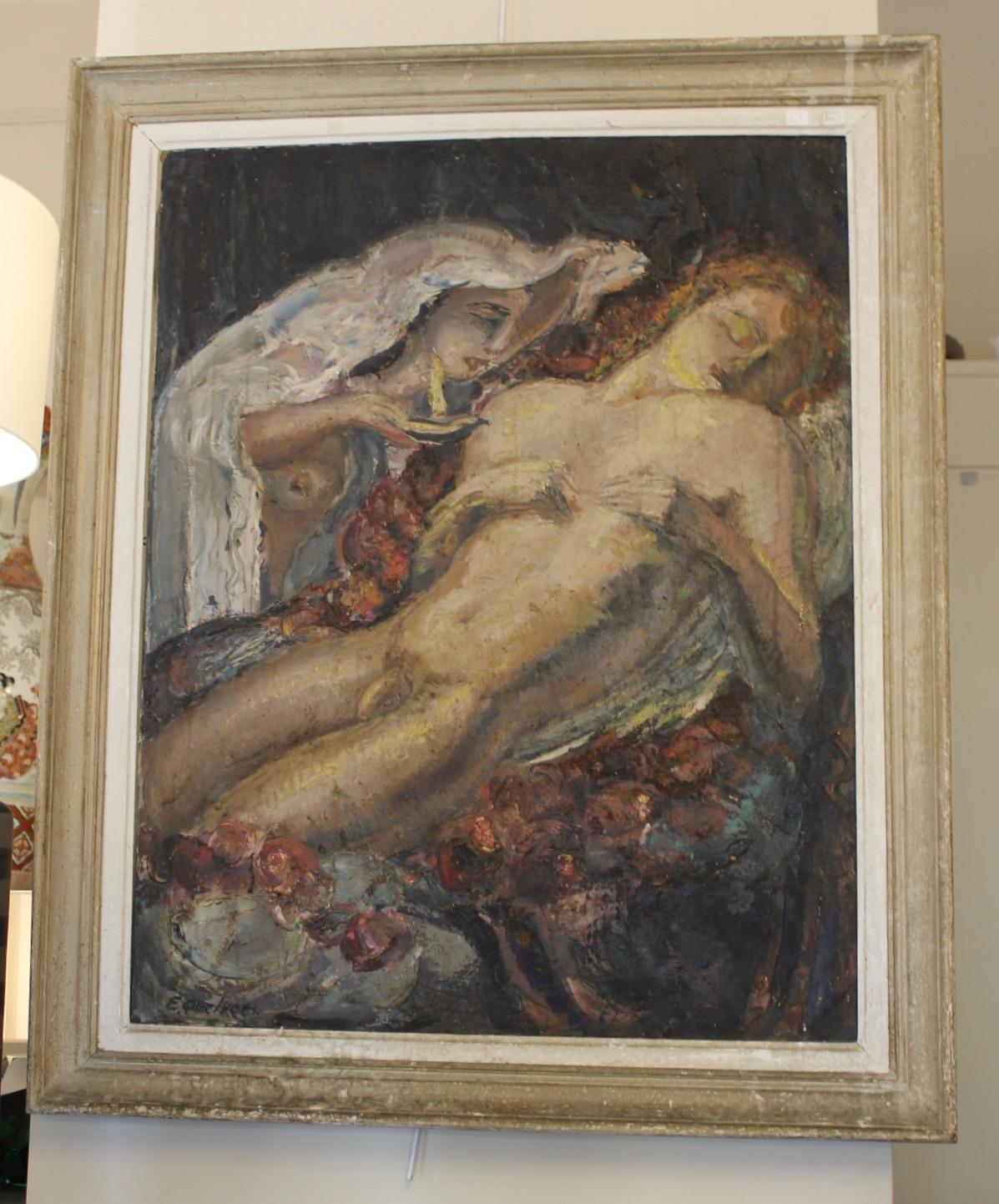 Mythological Painting, F.Quelvée, French, 1940 For Sale 9