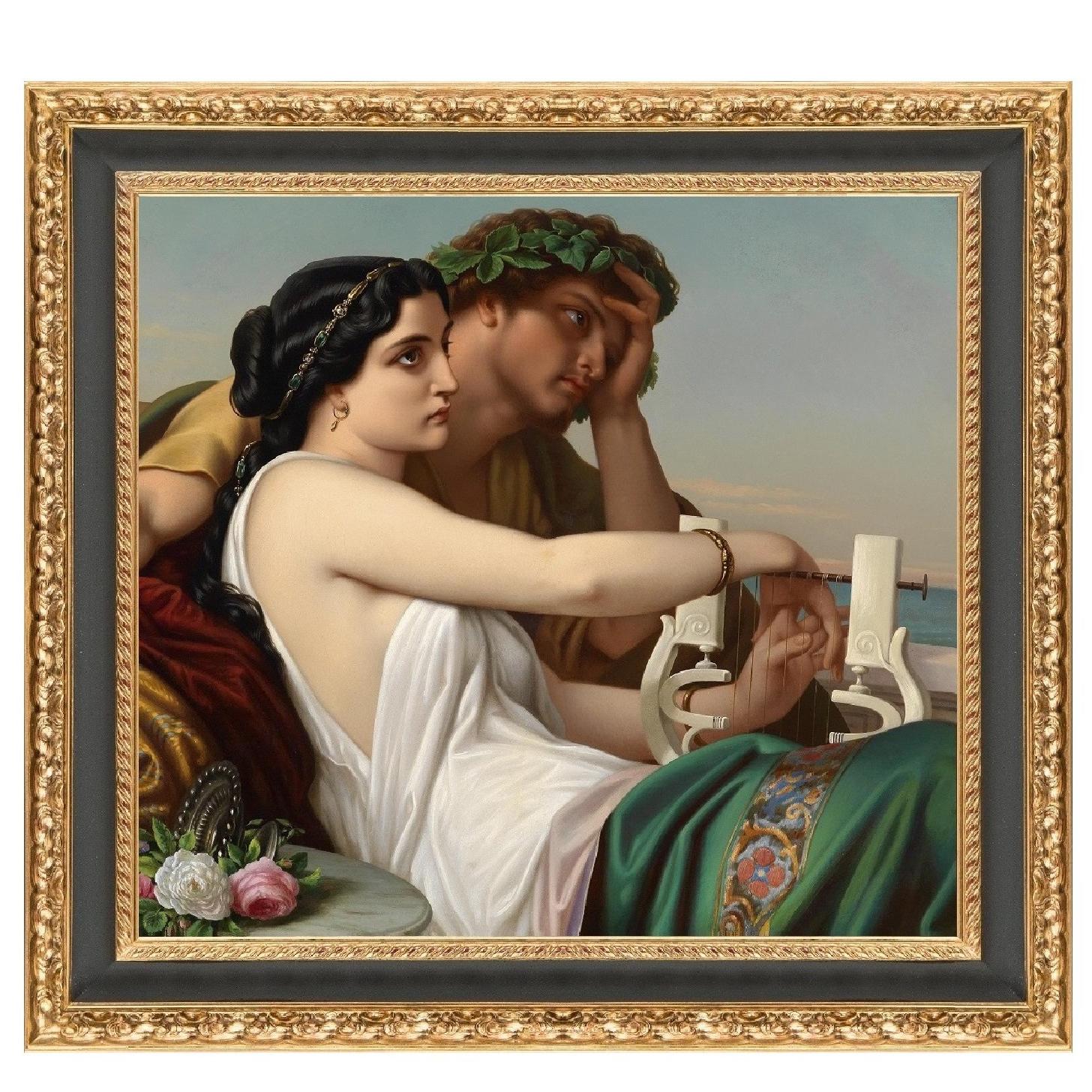 Mythological Scene, after Oil Painting by Neoclassical Artist Carl Sohn For Sale