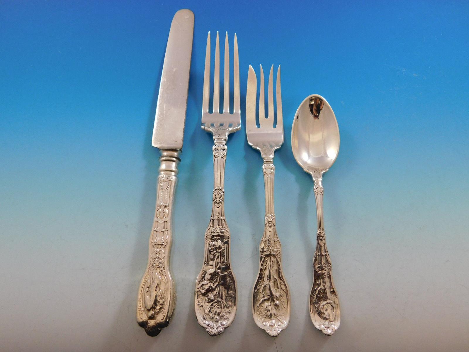 Mythologique by Gorham Sterling Silver Flatware Set for 12 Service 76 pcs Dinner In Excellent Condition In Big Bend, WI