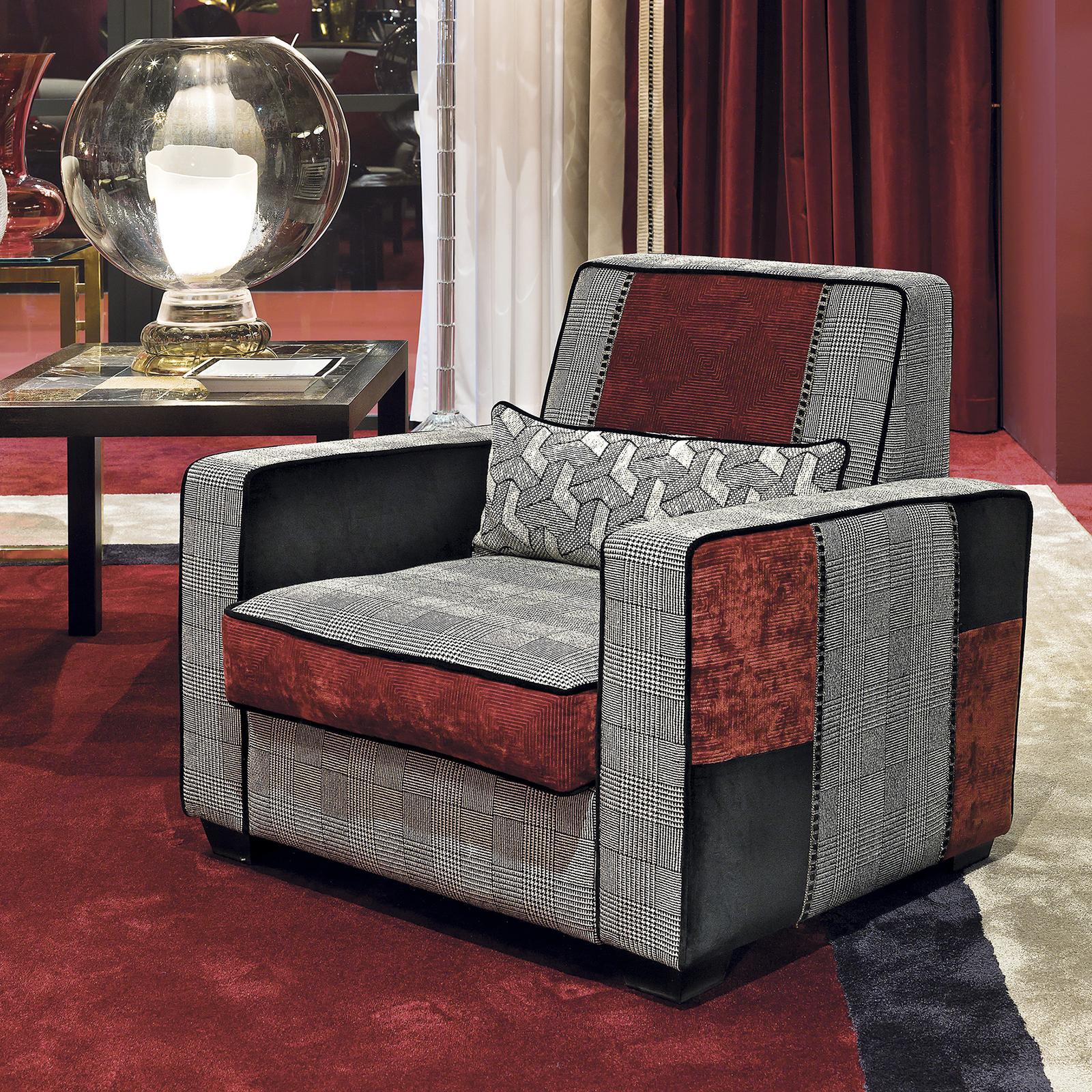 The unique look of this exquisite armchair will enliven a contemporary living room, while adding a cozy and elegant accent. The multi-plywood frame is cushioned with high-density polyurethane foam and elastic seating suspension. To ensure maximum
